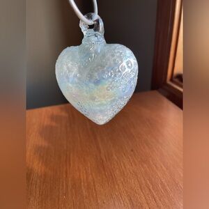 Handmade Glass Iridescent Heart Sun Catcher Ornament